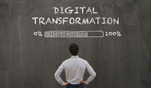 Digital Transformation Man Reading Blackboard